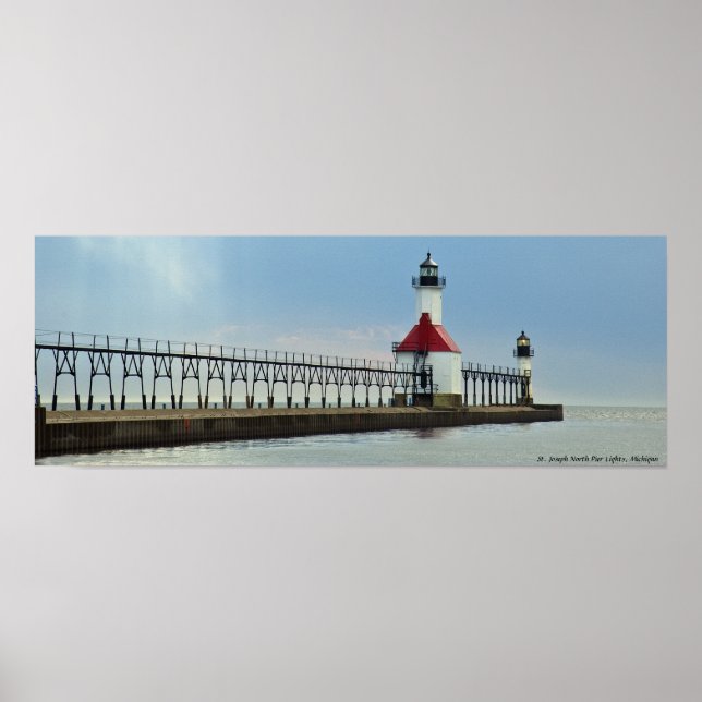 St. Joseph North Pier Lights, Michigan Poster (Vorne)