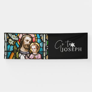 St. Joseph Stached Glass Religious Jesus Banner