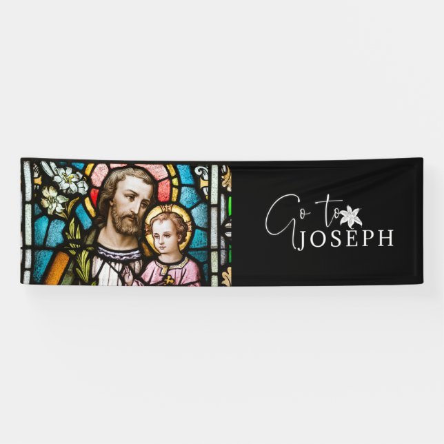 St. Joseph Stached Glass Religious Jesus Banner (Horizontal)