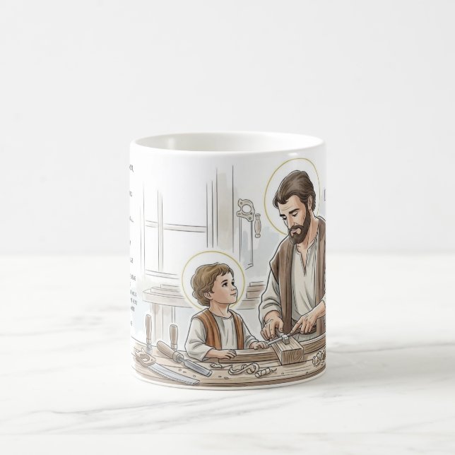 St Joseph the Worker and Child Jesus, Catholic Mug (Centre)