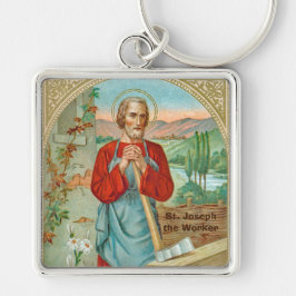 St. Joseph the Worker (BK 31) Square Metal Schlüsselanhänger
