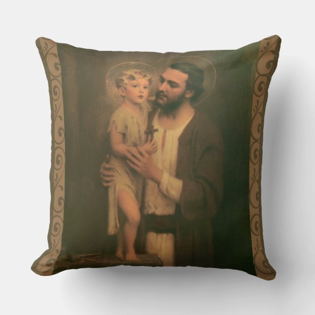 St Joseph u. Kind Jesus C. Bosseron Chambers Kissen (Vorderseite)