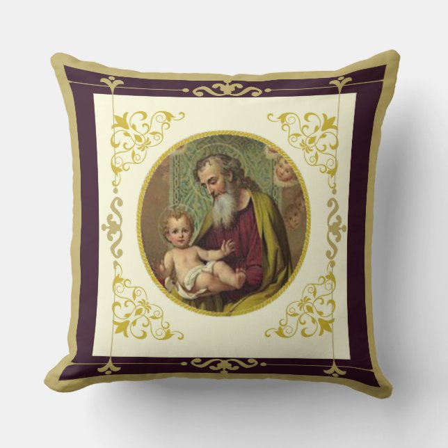 St Joseph und der Kinderjesus-Katholische Kissen (Vorderseite)