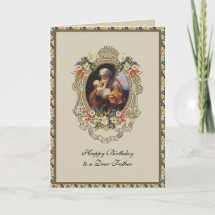 St. Joseph Vater Papa Geburtstags-Blumen-Gebet Karte