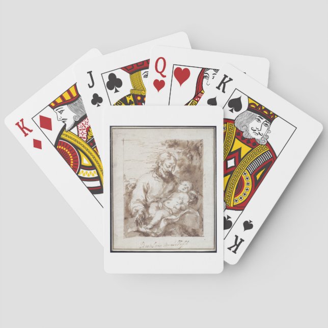 St. Joseph with the Sleeping Christ Child (pen & b Spielkarten (Rückseite)