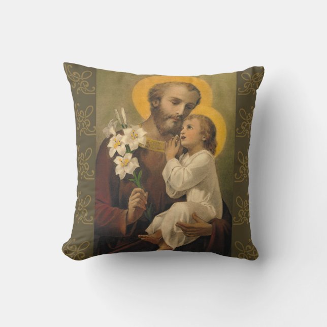 St- Josephbaby-Jesus-Lilie Kissen (Vorderseite)