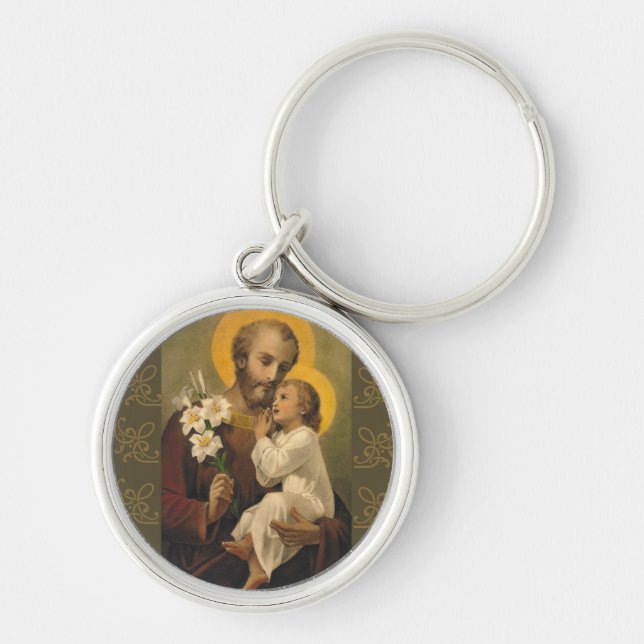St- Josephbaby-Jesus-Lilie Schlüsselanhänger (Vorne)
