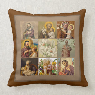 St- Josephkinderjesus-Collagen-Brown-Grenze Kissen