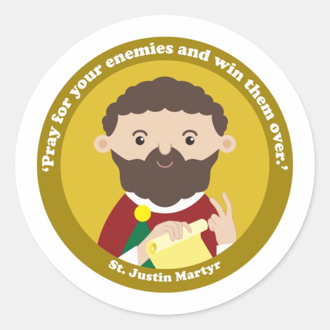 St. Justin Martyr Runder Aufkleber (Vorderseite)