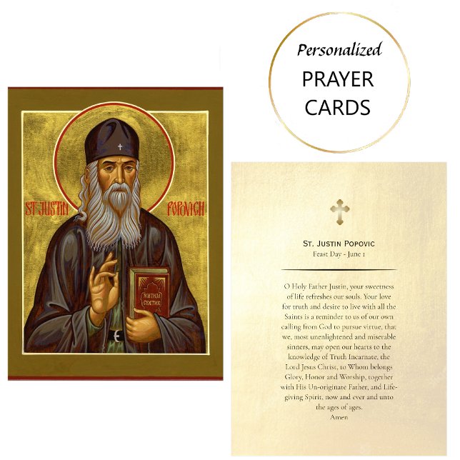 St. Justin Popovic Orthodox Christian Prayer Card  Platzkarte (Von Creator hochgeladen)