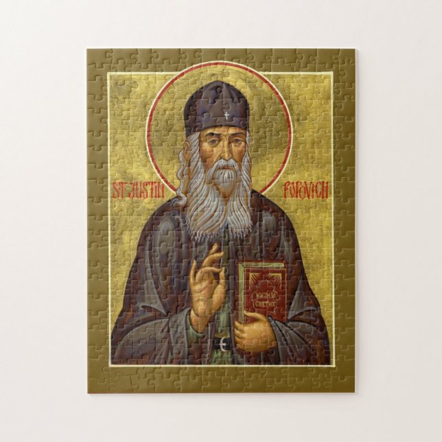 St. Justin Popovic Orthodoxe christliche Ikone (Vertikal)