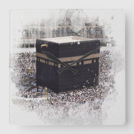 St. Kaaba, Masjid Al Haram, Aquarellbilder Quadratische Wanduhr