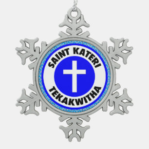 St. Kateri Schneeflocken Zinn-Ornament