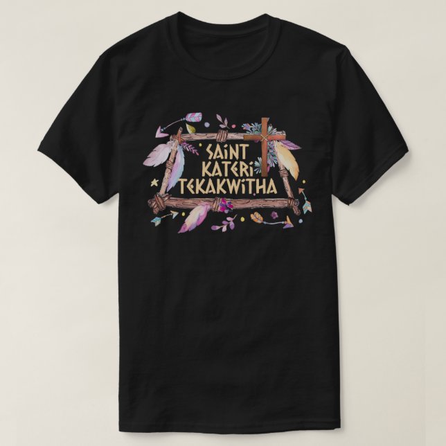 St Kateri Tekakwitha Lily of the Mohawks Katholic T-Shirt (Design vorne)