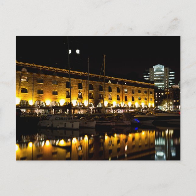 St Katherines Dock London Nacht View Postkarte (Vorderseite)