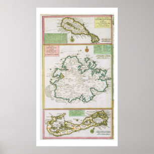 St. Kitts, Antigua und Bermuda, Detail von einer Poster