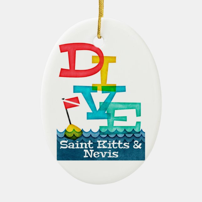 St. Kitts & Nevis Dive - farbenfrohe Scuba Keramik Ornament (Vorne)