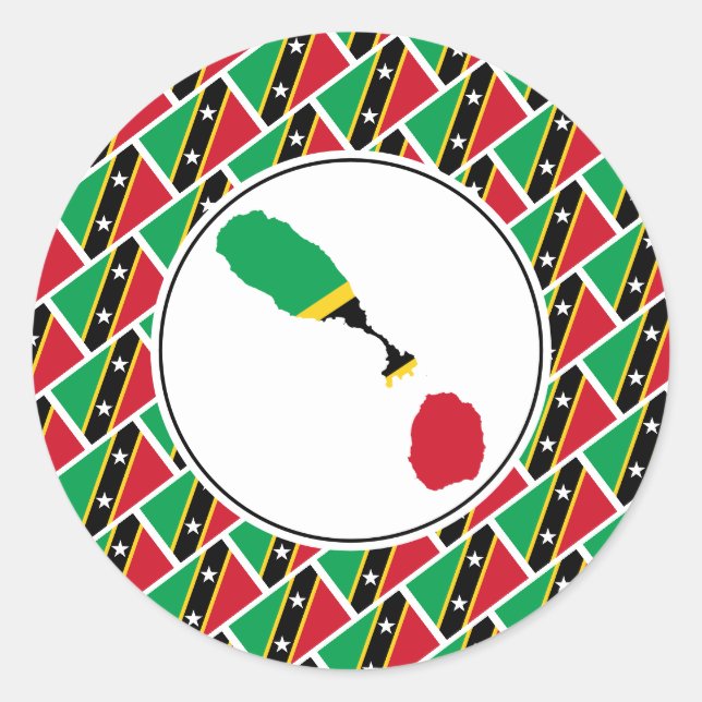 ST KITTS NEVIS FLAG Kittitian Nevisian Karte Stilv Runder Aufkleber (Vorderseite)