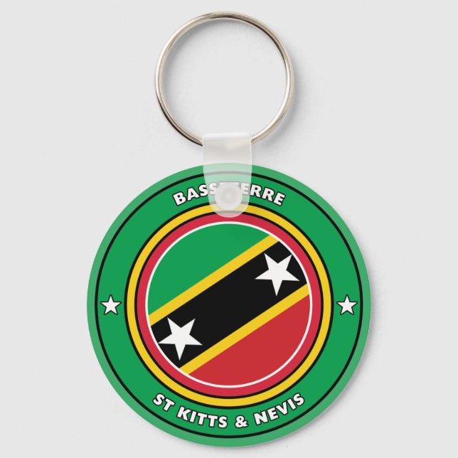 St. Kitts & Nevis Flag Kreis Schlüsselanhänger (Vorderseite)