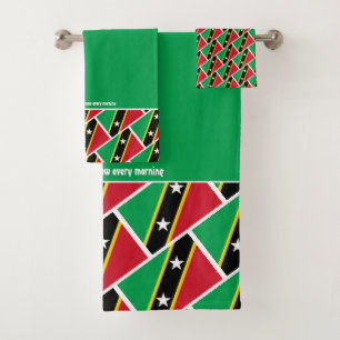 ST KITTS NEVIS FLAG Personalisierte Schrift GRÜNE Badhandtuch Set