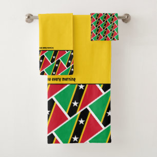 ST KITTS NEVIS FLAG Personalisiertes Scripting YEL Badhandtuch Set