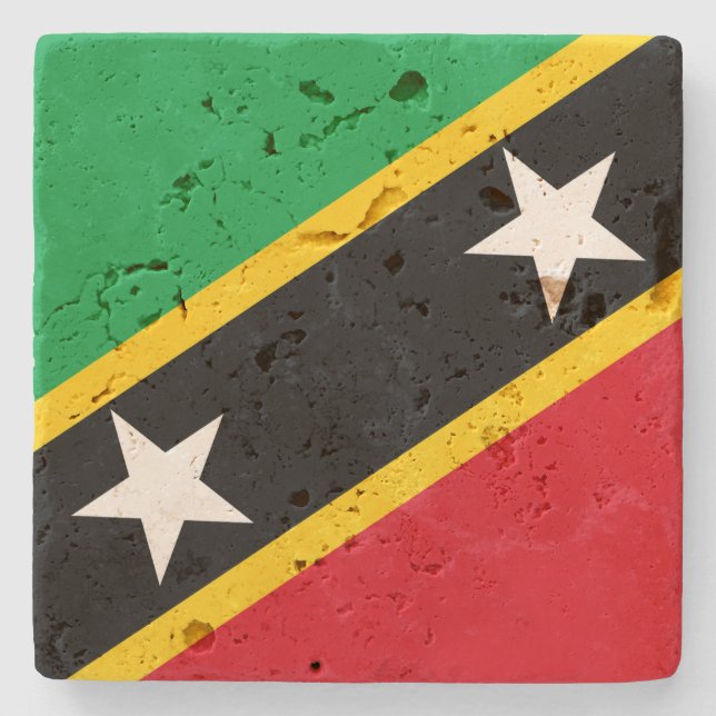 St. Kitts & Nevis Flag Stone Untersetzer (Vorderseite)