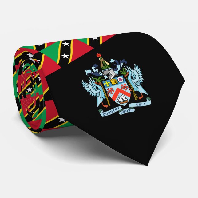 St. Kitts und Nevis Flag & Coat of Arms Krawatte (Gerollt)