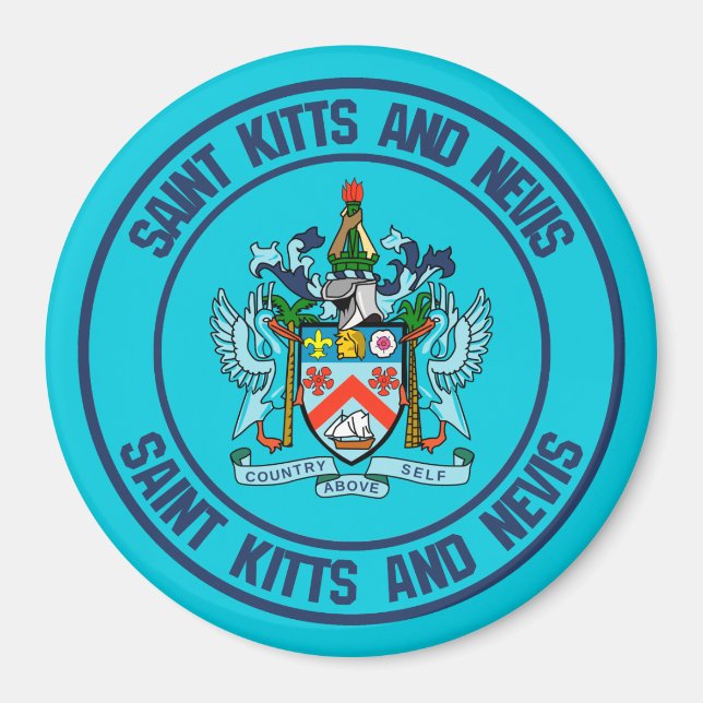 St. Kitts und Nevis Round Emblem Magnet (Vorne)