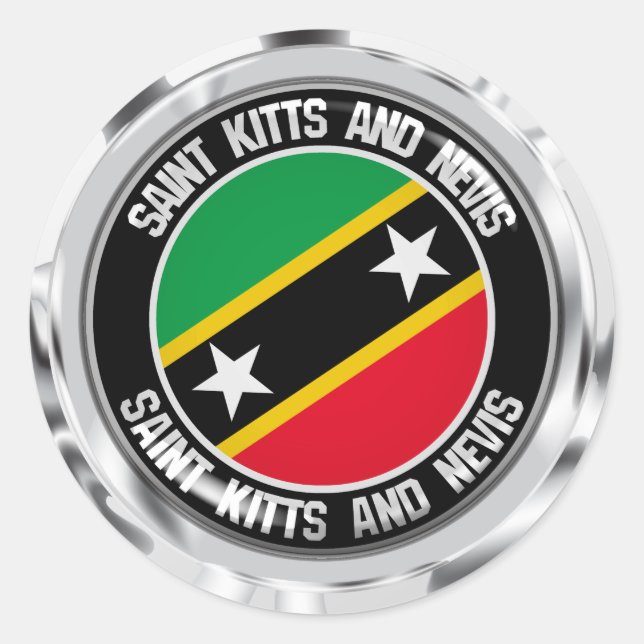 St. Kitts und Nevis Round Emblem Runder Aufkleber (Vorderseite)
