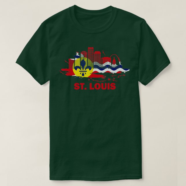 St. Louis City Flag Downtown SkylineSt Louis Skyli T-Shirt (Design vorne)