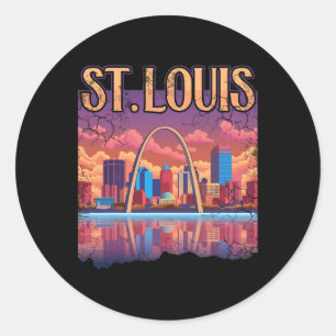 St Louis Gateway Arch Missouri City Skyline Runder Aufkleber
