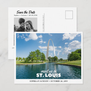 St. Louis Hochzeit Save the Date Reise Retro Postkarte