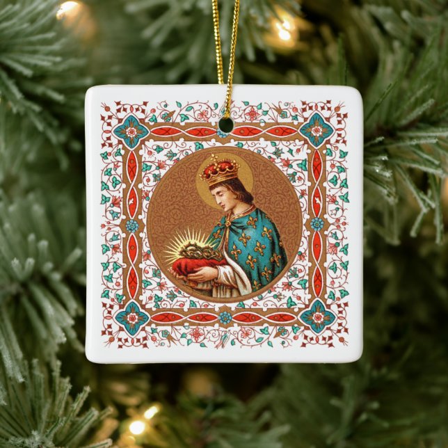 St. Louis IX mit Rinceau Border (BK 065) Keramikornament (Baum)