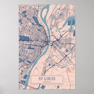 St Louis Missouri Breezy City Map Reise Poster