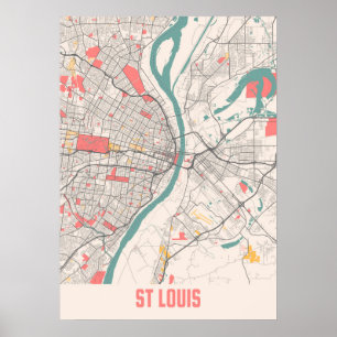 St Louis - Missouri Chalk City Map Poster