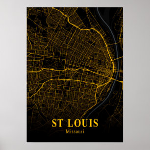 St Louis - Missouri Gold City Map Poster