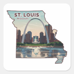 St. Louis Missouri Karte Quadratischer Aufkleber