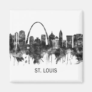St. Louis Missouri Skyline BW Magnet