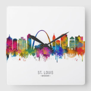 St. Louis Missouri Skyline Quadratische Wanduhr