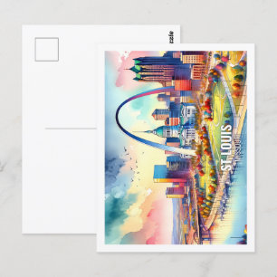 ST Louis Missouri USA Berühmter Ort Aquarell Postkarte