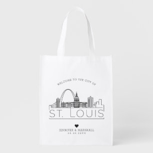 St. Louis, Missouri Wedding   Stilisierte Skyline Wiederverwendbare Einkaufstasche