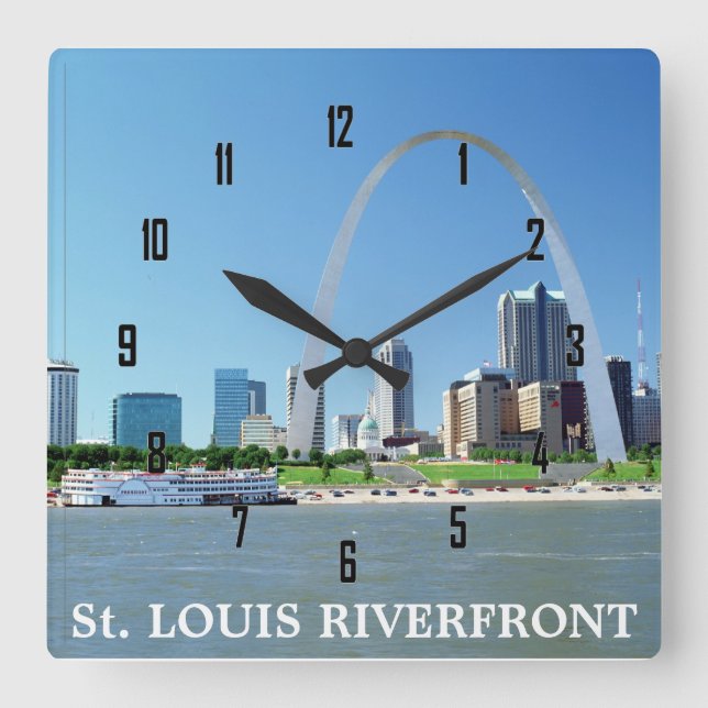 St. LOUIS RIVERFRONT Quadratische Wanduhr (Vorderseite)