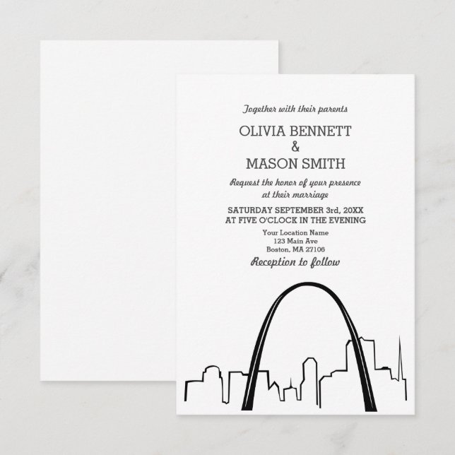St Louis Skyline City Wedding Einladung (Vorne/Hinten)