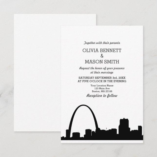 St Louis Skyline City Wedding Einladung (Vorne/Hinten)