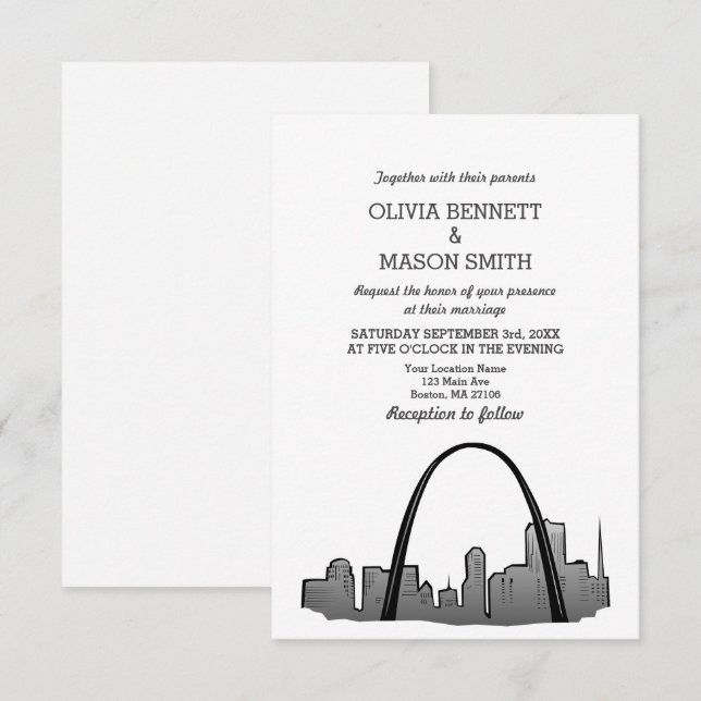 St Louis Skyline City Wedding Einladung (Vorne/Hinten)