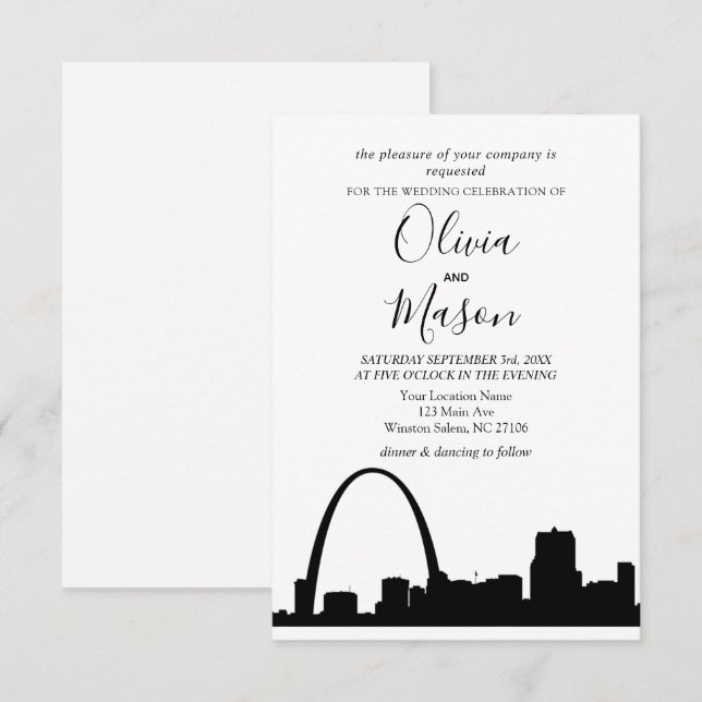 St. Louis Skyline Cityscape Hochzeit Einladung (Vorne/Hinten)