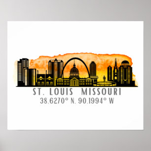 St. Louis Skyline Map Koordinates Poster