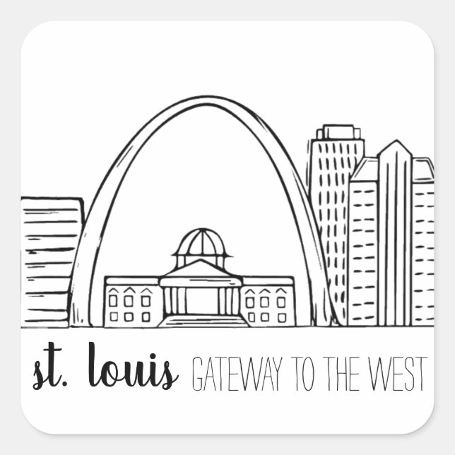 St. Louis Skyline Quadratischer Aufkleber (Vorderseite)
