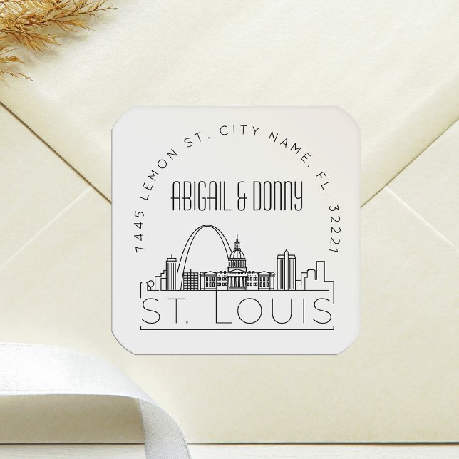 St. Louis Skyline | Voradressierter Umschlag Aufkl Quadratischer Aufkleber (Von Creator hochgeladen)