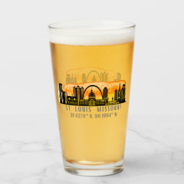 St. Louis Sunset Skyline Map Koordinaten Glas